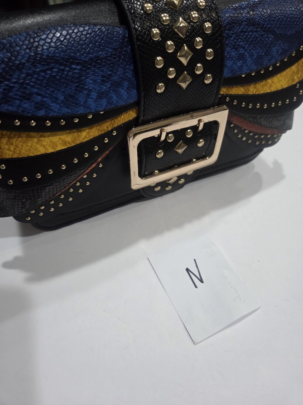 Studded Multi-Color Leather Crossbody Shoulder Bag 9in.×5in.×3in. - Picture 10 of 10